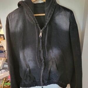 EUC VTWO Black Destressed Denim Jacket
